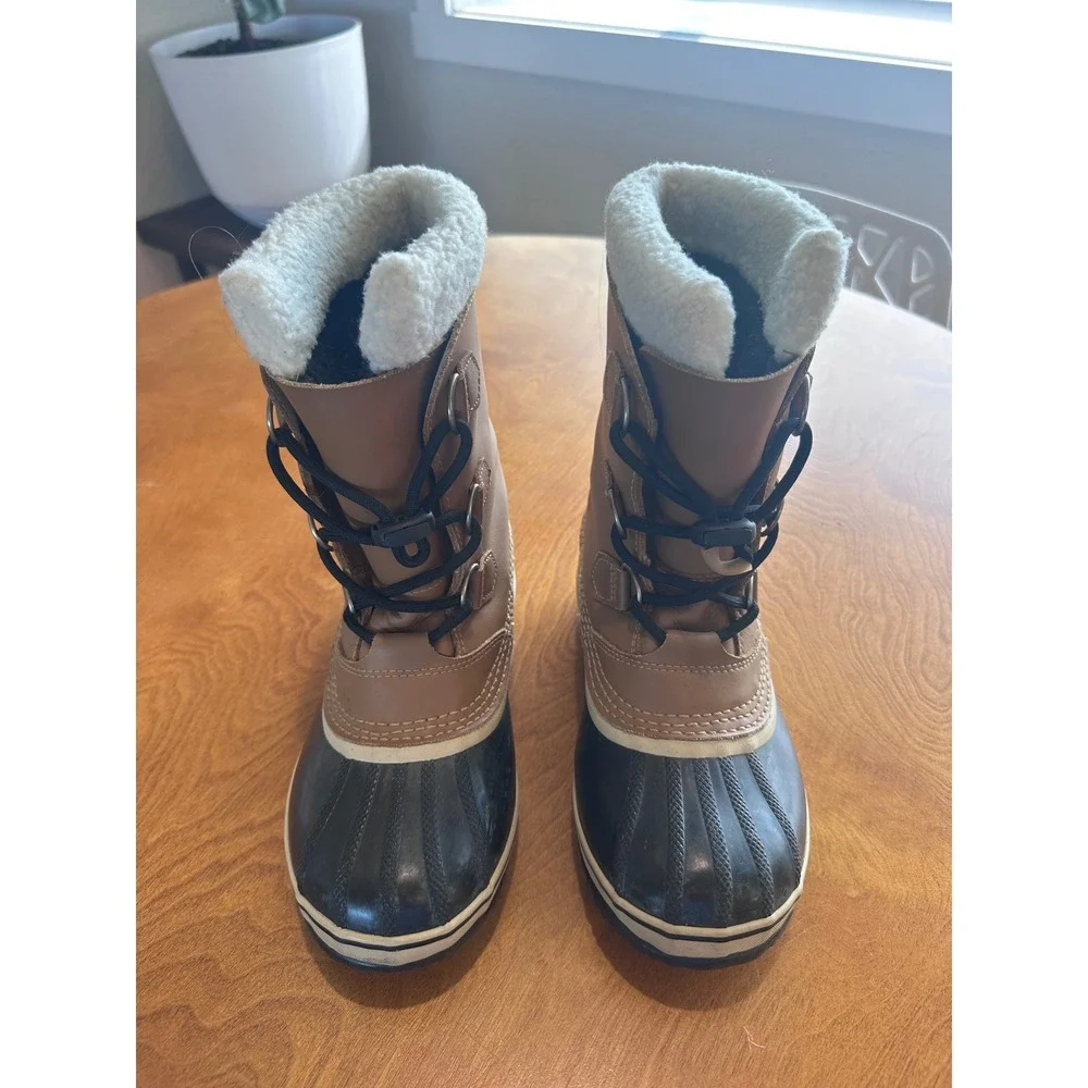 Sorel Yoot Pac TP Waterproof Winter Snow Boots Tan Black Kids Size 5